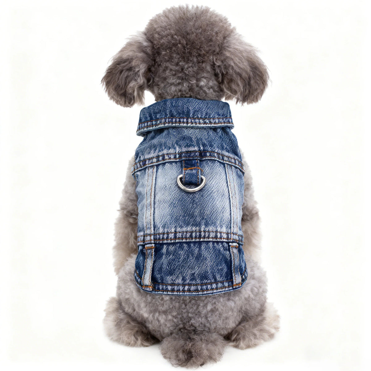 Dog Denim Jean Jacket – Cool Washable Harness Vest Outfit for Small Dogs, Puppies & Cats.
