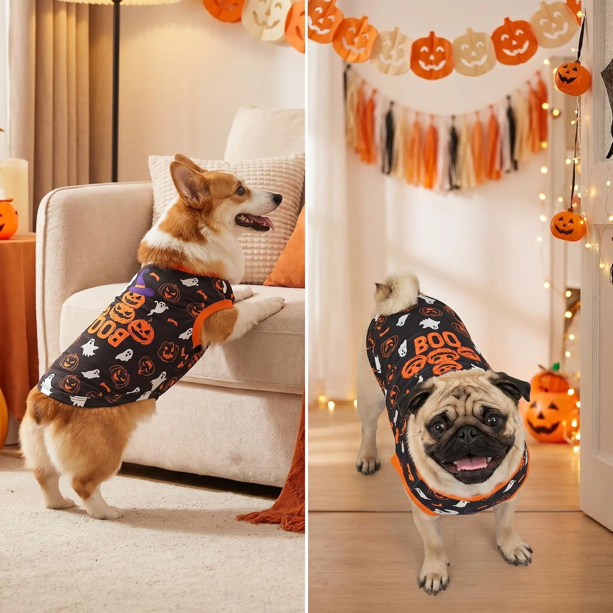 Halloween Pet T-Shirt – Soft Breathable Sleeveless Shirt for Small Dogs, Puppies & Cats.