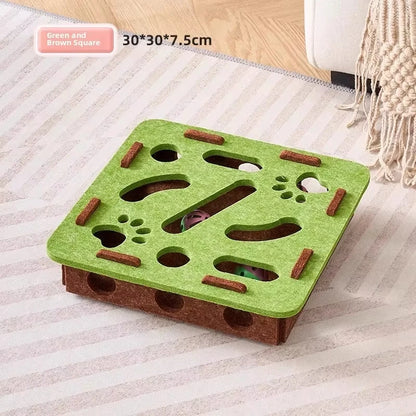 Cat Puzzle Toy Felt Box – Interactive Exercise & Hunting Game with Ball for Indoor Cats, Fun Entertainment and Mental Stimulation Toy.