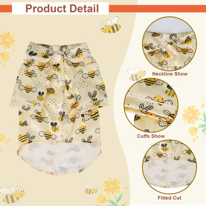 Cute Pet T-Shirt – Soft Lightweight Dog & Cat Homewear with Adorable Leopard, Bee & Cow Print Designs.