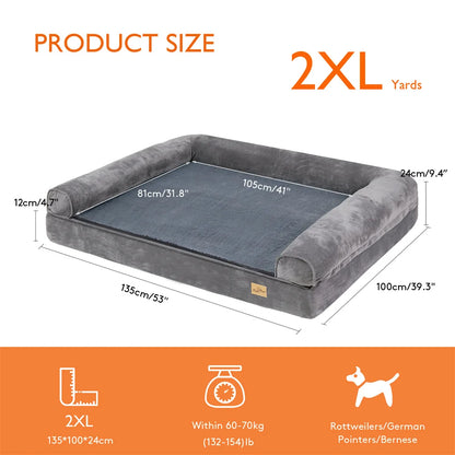 XL–XXL Orthopedic Memory Foam Dog Bed – Calming Plush Sofa with Waterproof Removable Cover for Small, Medium & Large Dogs.