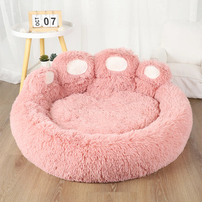 Fluffy Winter Dog Bed – Warm Plush Sofa-Style Pet Bed with Blanket, Suitable for Small to Large Dogs, Cozy Kennel Mat & Basket Design.