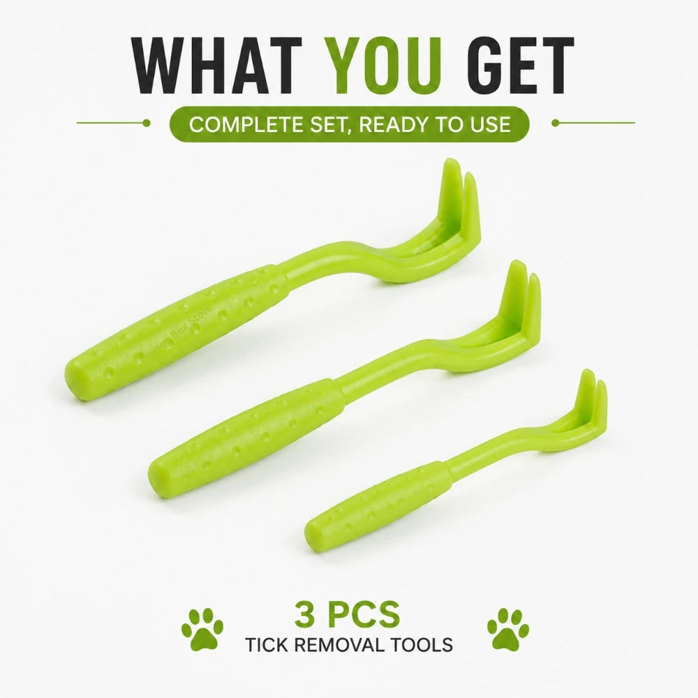 1/3PCS Tick & Flea Remover Tool Set – Portable Hook & Tweezer Extractor for Dogs & Cats, Practical Pet Grooming Accessory.