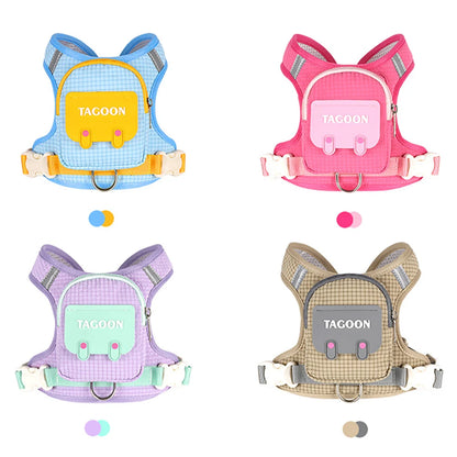 Adjustable Dog & Cat Harness and Leash Set – Reflective Pet Vest with Backpack for Comfortable Walking