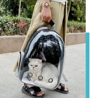 Space Capsule Pet Carrier Backpack – Breathable Transparent Travel Bag for Cats & Dogs, Portable Puppy and Pet Transport Backpack.