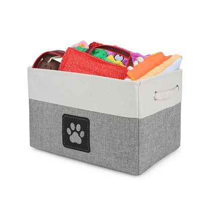 Foldable Paw Print Pet Toy and Accessory Storage Basket.