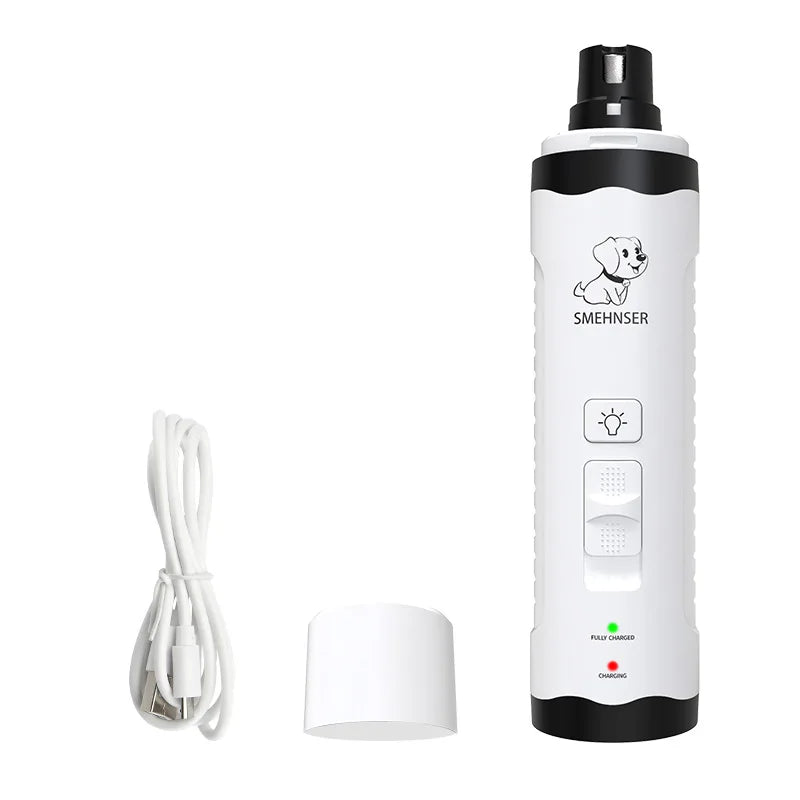 USB Rechargeable Pet Nail Grinder & Clipper – Quiet Dog & Cat Nail Trimmer with LED Light for Safe and Easy Grooming.