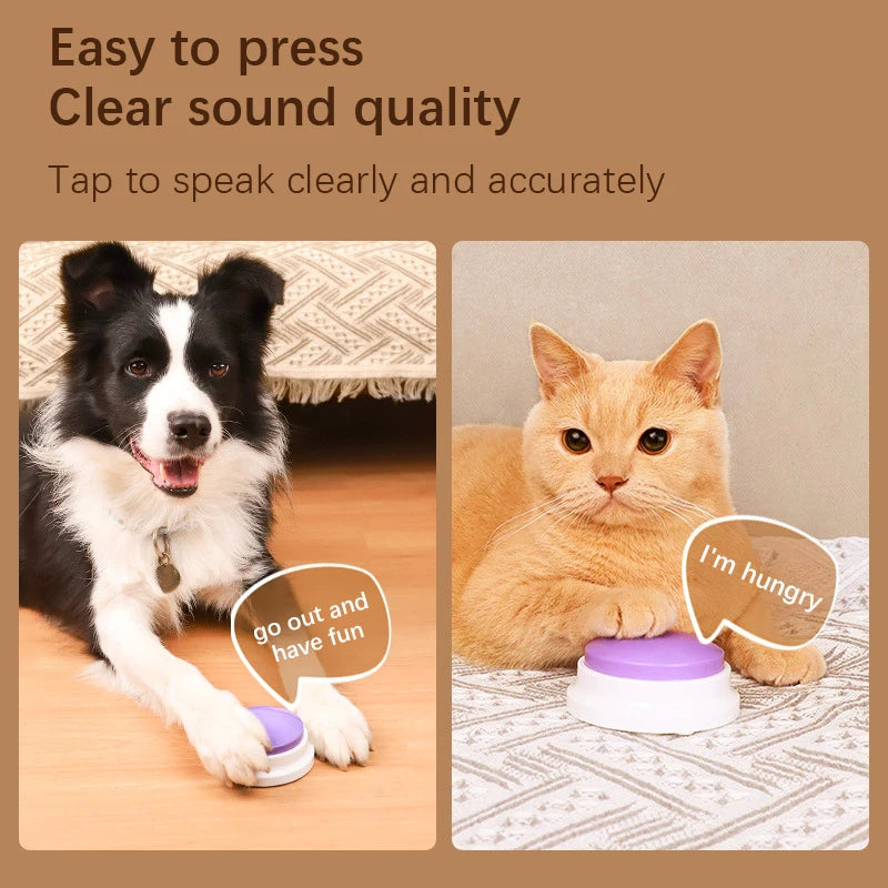 Pet Communication Button – Voice Recording Training Toy for Cats & Dogs, Easy-Press Push Button with Clear Sound Quality.