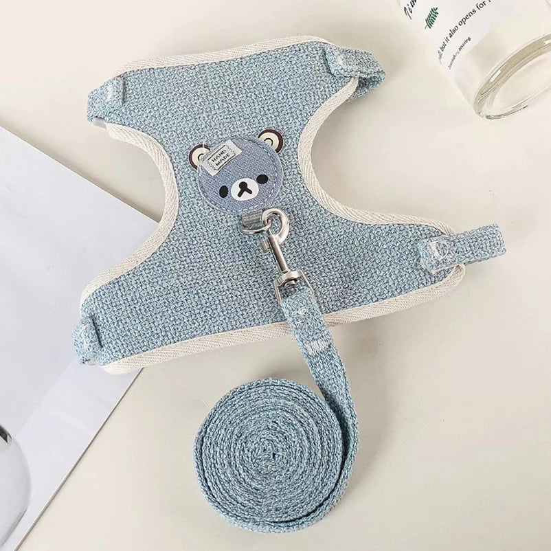 Cute Bear Pet Harness Vest – Fashion Chest & Back Walking Harness for Cats & Dogs
