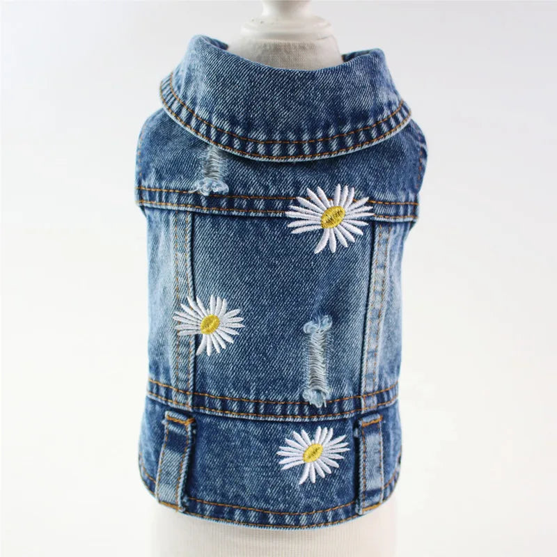 XS–2XL Denim Dog Jacket – Cowboy-Style Jean Vest Coat for Small Dogs, Puppies & Cats.