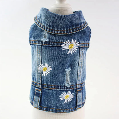 XS–2XL Denim Dog Jacket – Cowboy-Style Jean Vest Coat for Small Dogs, Puppies & Cats.
