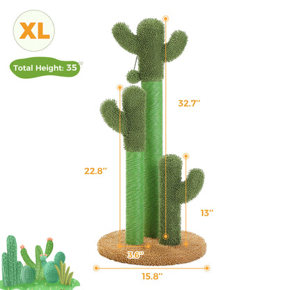 Cactus Cat Tree with Large Condo & Hammock – Small Indoor Cat Tower with Scratching Posts, Dangling Ball Toy & Fun Cat Activity Center.