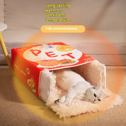 Drawer-Style Enclosed Pet Bed with Cozy Covered Nest for Cats, Warm Winter Plush House.