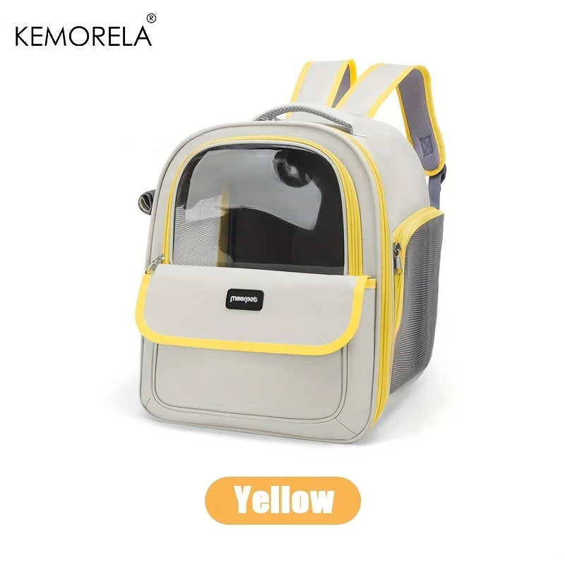 Large Capacity Pet Carrier Backpack – Breathable Mesh Foldable Travel Bag for Dogs & Cats, Ideal for Hiking, Camping & Outdoor Adventures.