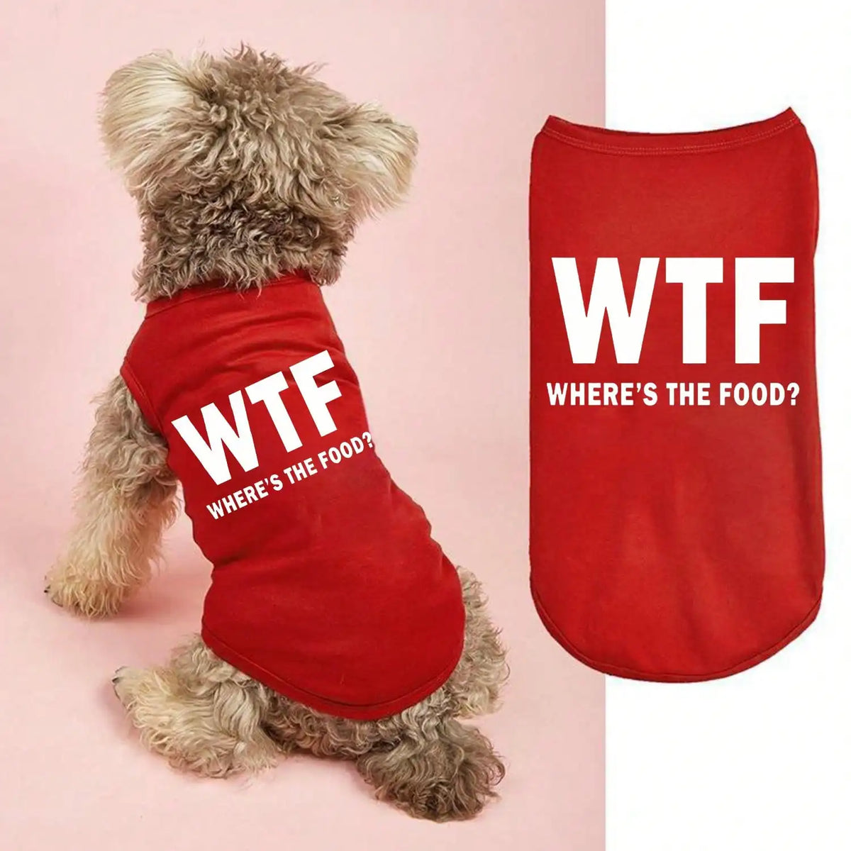 Exclusive Dog Tank Top – Cute “Where’s the Food?” Back Print Pet Shirt for Dogs, and Cats, Soft & Comfortable Everyday Wear