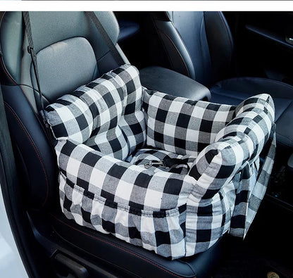 Dog Car Seat with Safety Belt – Non-Slip Washable Pet Car Bed & Travel Carrier for Small Dogs, Secure Straps for Safe Car Rides.