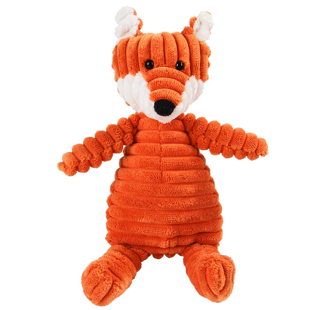 Pet Dog Molar Plush Toy – Corduroy Monkey & Pig Squeaky Chew Toy for Teeth Cleaning, Training & Interactive Play for Large Dogs.