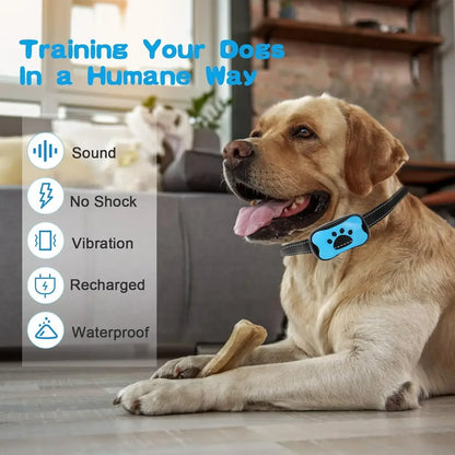 Pet Dog Anti-Barking Training Collar – USB Rechargeable Ultrasonic & Vibration Bark Control Device.