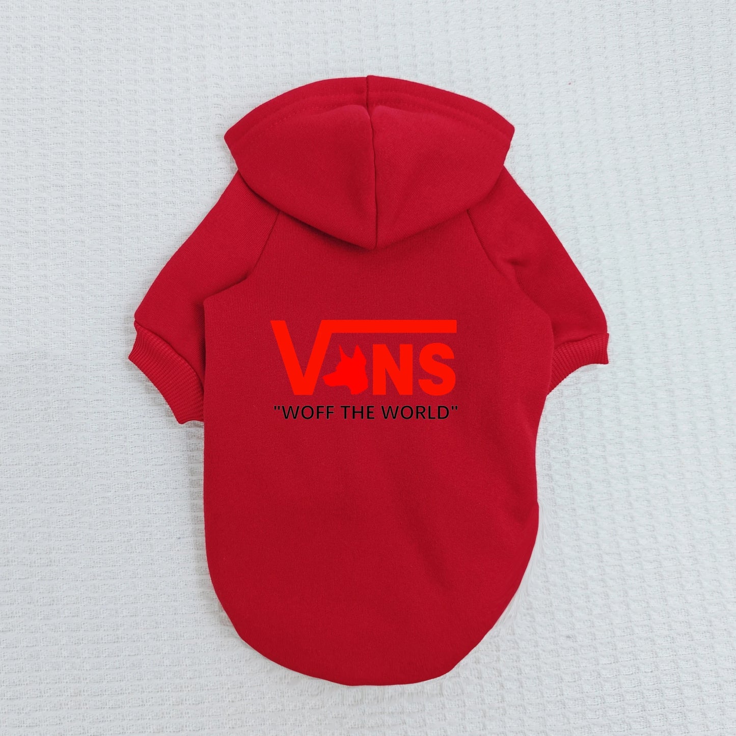 Warm Fleece Dog Hoodie – V-Inspired Dog Head Logo Hooded Pullover Sweatshirt for Puppies & Small Dogs.