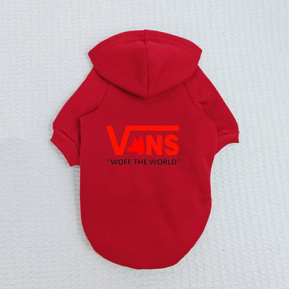 Warm Fleece Dog Hoodie – V-Inspired Dog Head Logo Hooded Pullover Sweatshirt for Puppies & Small Dogs.