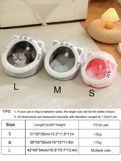 Four-Season Cat Bed House – Soft Comfortable Pet Sleeping Bag & Tent Nest, Cozy Basket-Style Habitat for Cats & Puppies.