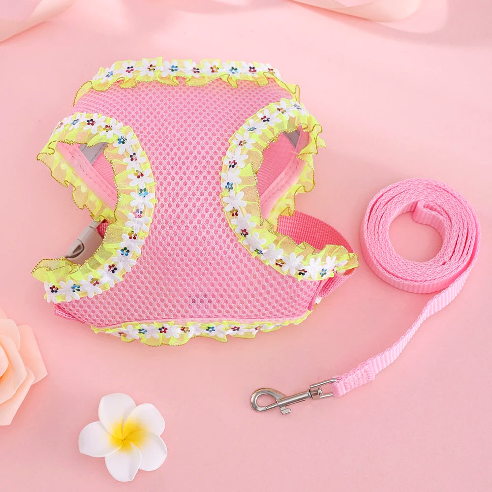 Adjustable Cat Harness & Leash Set – Breathable Comfortable Vest Harness for Cats & Small to Medium Dogs, Cute Walking Accessory.