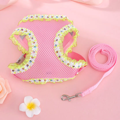 Adjustable Cat Harness & Leash Set – Breathable Comfortable Vest Harness for Cats & Small to Medium Dogs, Cute Walking Accessory.