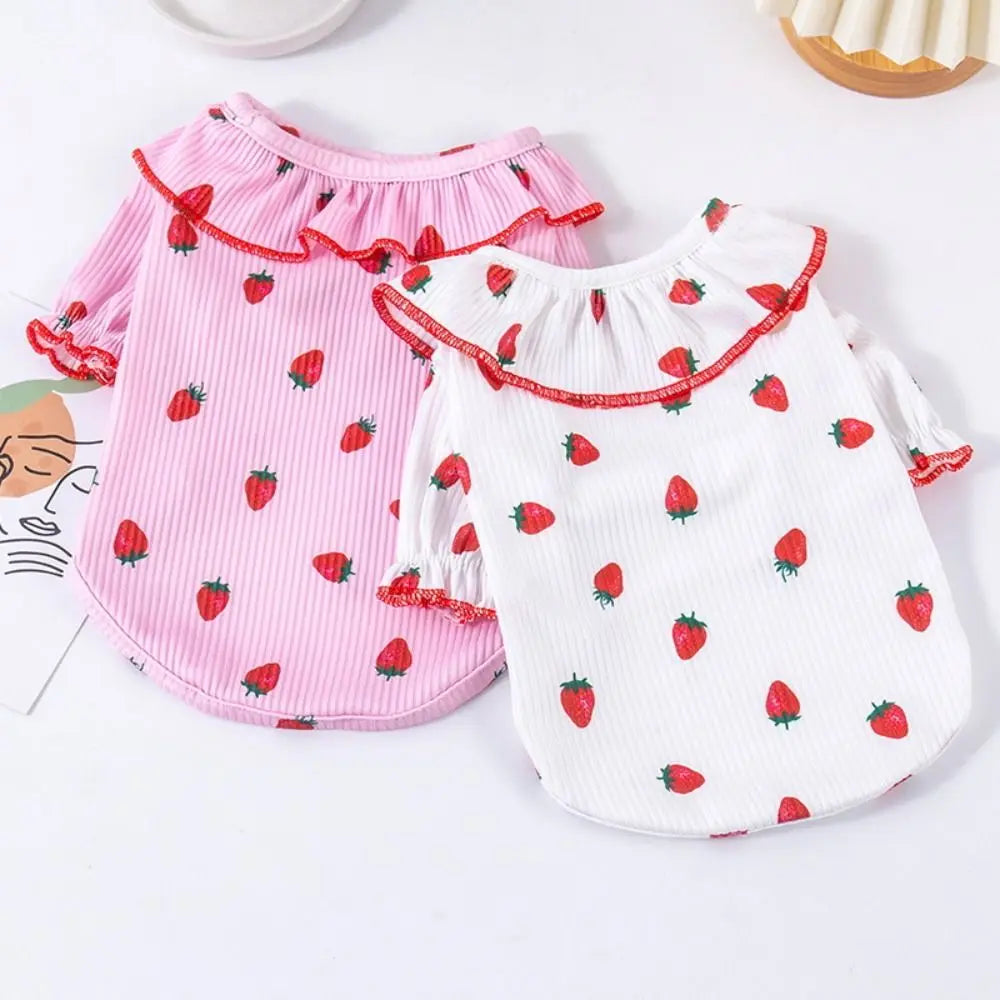 Cute Strawberry Pet Vest – Soft Breathable Dog & Cat Shirt for Puppies, Kittens & Small Pets.
