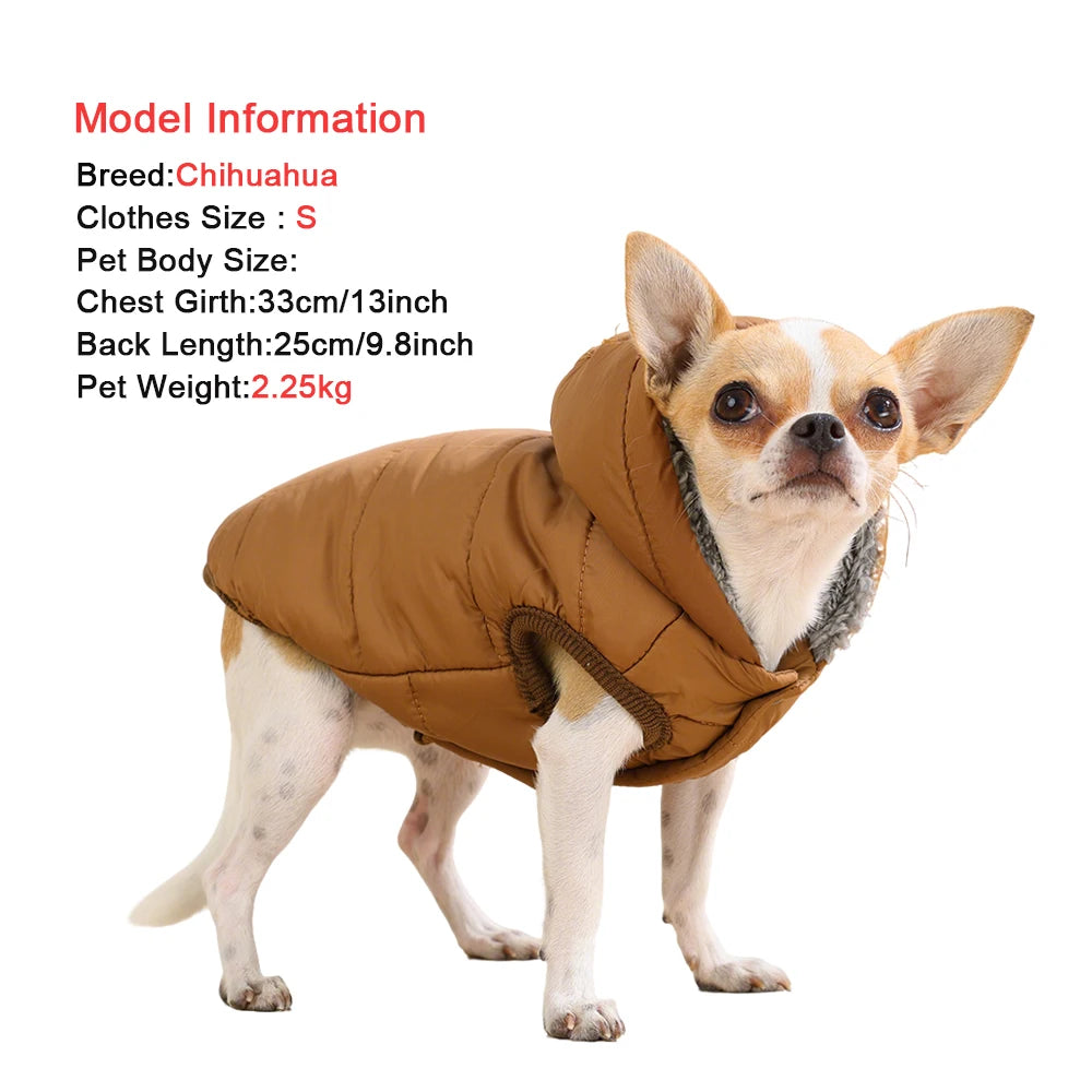 Warm Fleece Dog Hoodie Coat – Thick Cozy Winter Jacket with D-Ring for Small & Medium Dogs, Comfortable Puppy Parka Outfit.
