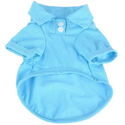 Luxury Pet Polo Shirt – Soft Summer Dog Clothing for Small Dogs, Cute Solid Color Pet Outfit.