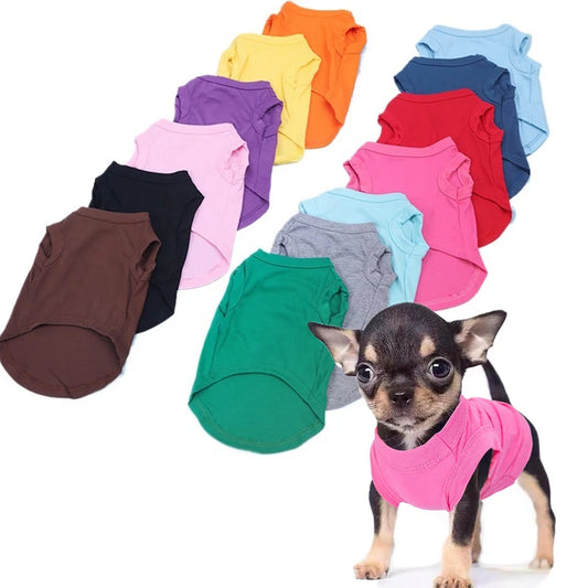 Pure Cotton Pet T-Shirt – Soft Lightweight Vest Shirt for Small, Medium & Large Dogs & Cats, Comfortable Everyday Clothing.