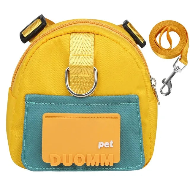 Waterproof Pet Backpack for Dogs – Outdoor Travel Puppy Bag with Harness & Collar, Ideal for Snacks and Walking Accessories.
