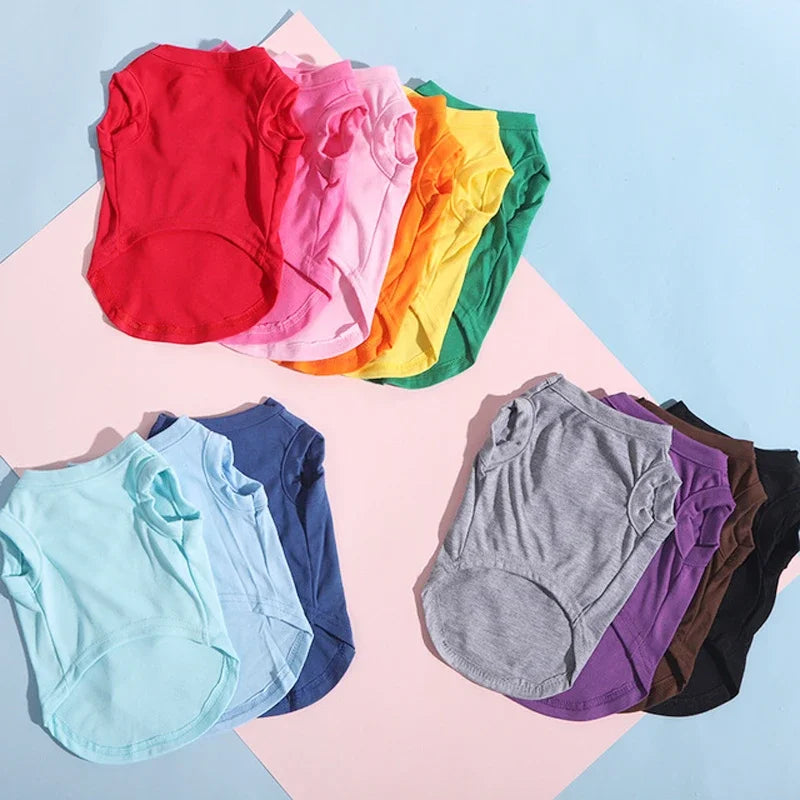 Pure Cotton Pet T-Shirt – Soft Lightweight Vest Shirt for Small, Medium & Large Dogs & Cats, Comfortable Everyday Clothing.