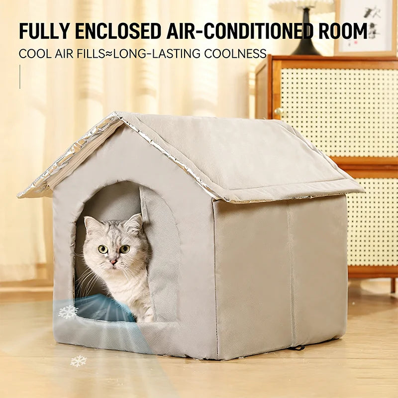 Waterproof Outdoor Cat & Dog House – Warm Foldable & Washable Winter Pet Shelter for Small Dogs, Puppies & Stray Cats