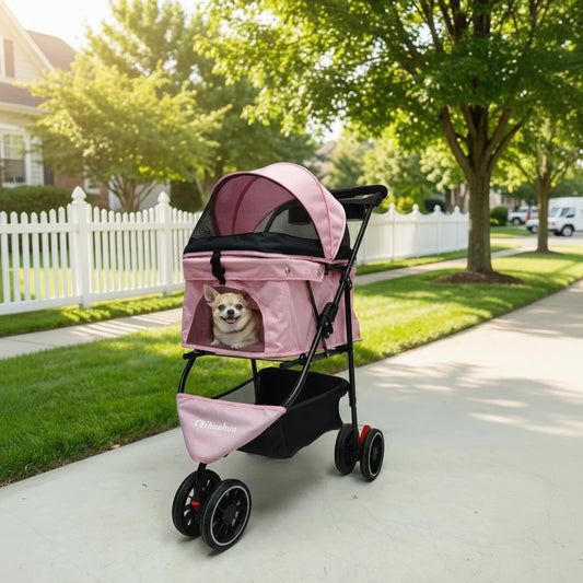 Portable Pet Stroller – Foldable Travel Carrier for Small Dogs & Cats, Comfortable Puppy & Pet Strolling Cart