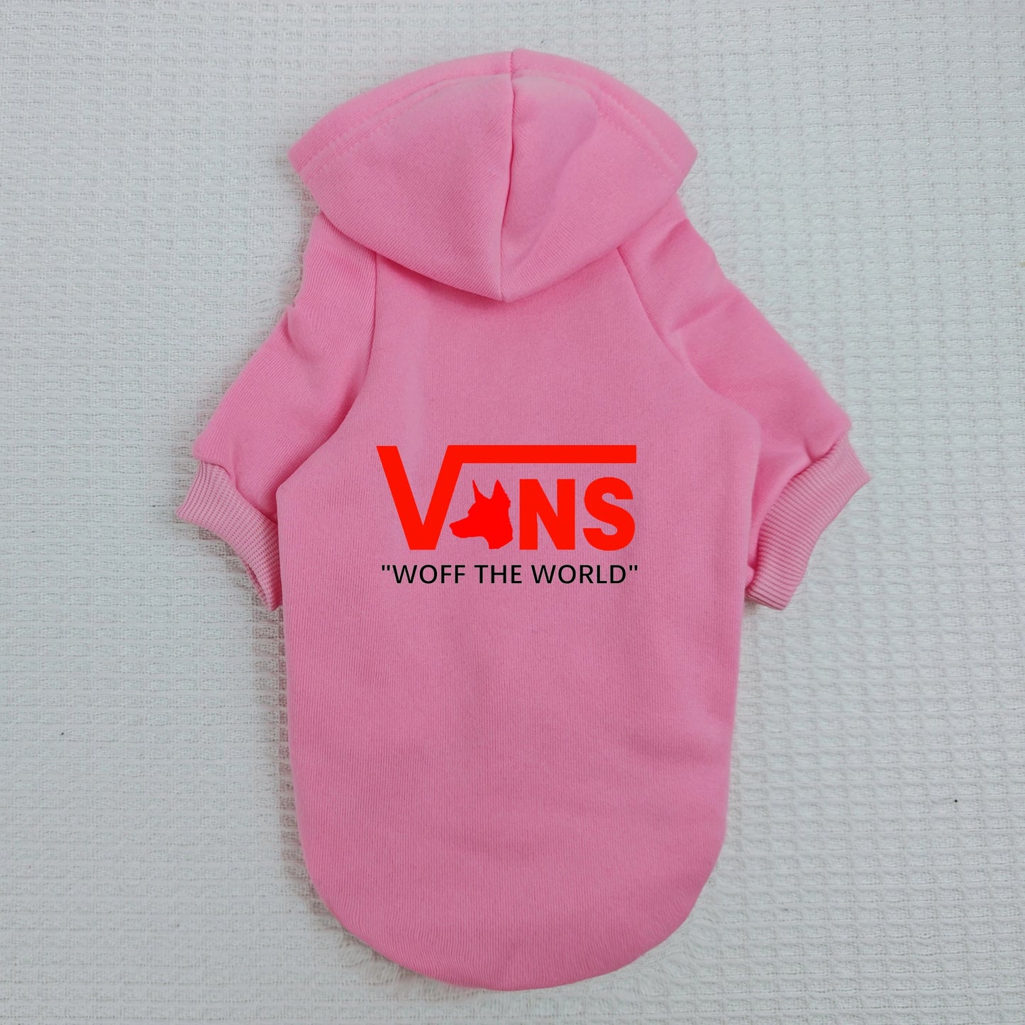 Warm Fleece Dog Hoodie – V-Inspired Dog Head Logo Hooded Pullover Sweatshirt for Puppies & Small Dogs.