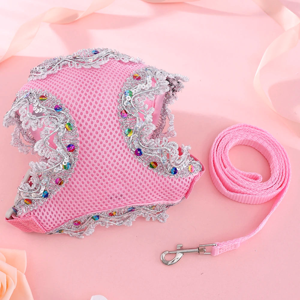 Adjustable Cat Harness & Leash Set – Breathable Comfortable Vest Harness for Cats & Small to Medium Dogs, Cute Walking Accessory.