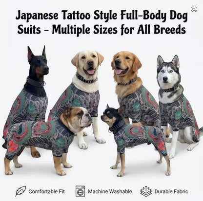 Streetwear Pet Tattoo Bodysuit – 4-Way Stretch Full-Body Costume for Small to Large Dogs & Cats (S–10XL).