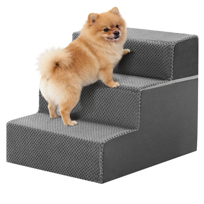JHK 3–5 Step Foam Dog Stairs Ramp – Non-Slip Right-Angled Pet Ladder for Small Dogs and Cats, Indoor Climbing Steps for Beds & Sofas.