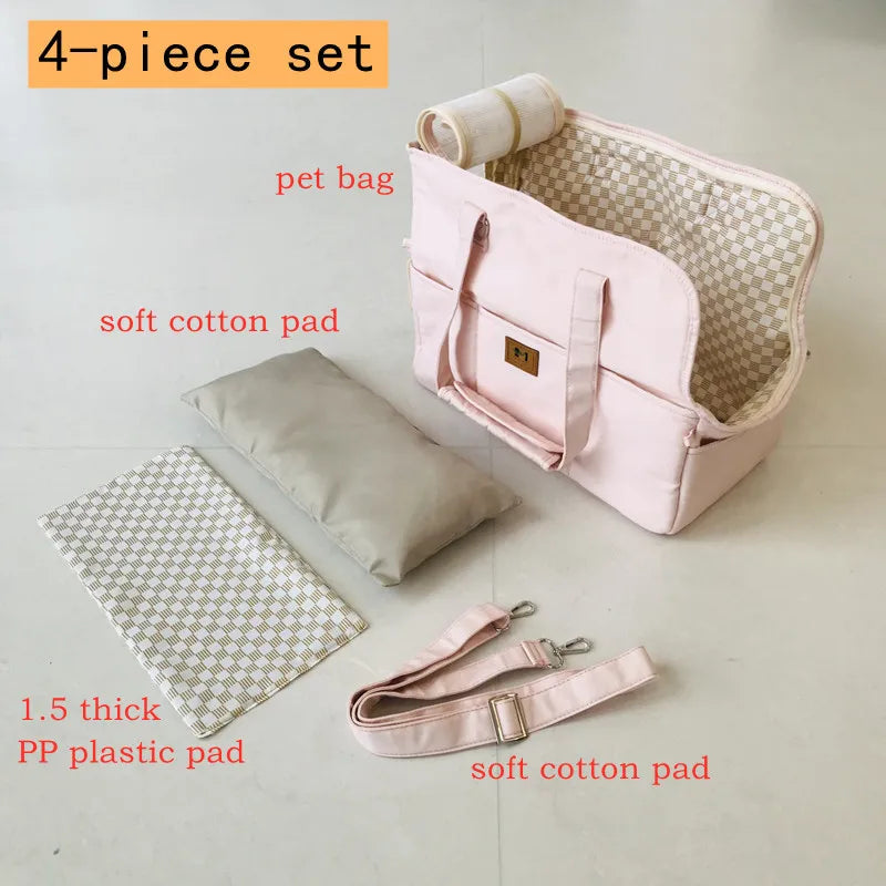 Portable Pet Carrier Bag – Non-Slip Shoulder Handbag & Car Seat for Cats & Small Dogs.