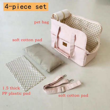 Portable Pet Carrier Bag – Non-Slip Shoulder Handbag & Car Seat for Cats & Small Dogs.