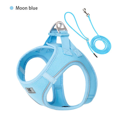 Adjustable Reflective Dog Harness & Leash Set – Comfortable Pet Vest for Small & Medium Dogs & Cats, Ideal for Outdoor Walking.