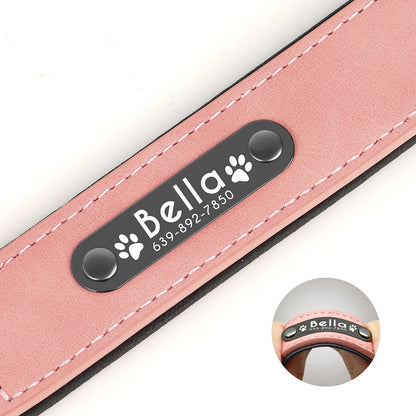 Personalized Leather Dog Collar – Custom Name ID Collar for Small, Medium & Large Dogs, Durable Collar for Pitbulls, Bulldogs & Beagles.