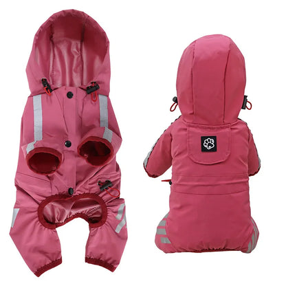 Reflective Waterproof Dog Raincoat – Hooded All-Weather Pet Jumpsuit for Small & Medium Dogs, Lightweight Rain Protection.