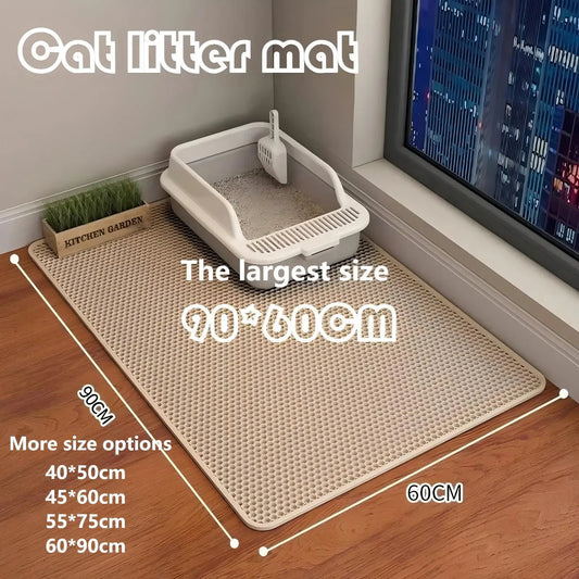 Double-Layer Cat Litter Mat – Anti-Splash Filtering Mat for Litter Boxes, Traps Sand & Reduces Litter Tracking.