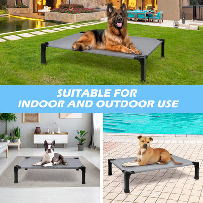Elevated Cooling Dog Bed – Raised Pet Cot with Breathable Mesh, Chew-Resistant Washable Fabric & Metal Frame, Portable Dog Bed for Indoor & Outdoor Use.