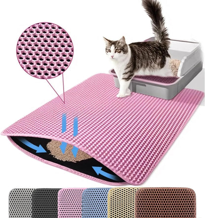 Double Layer Cat Litter Mat – Waterproof Non-Slip Litter Trapping Mat for Cats, Durable Wear-Resistant Pet Litter Box Floor Mat