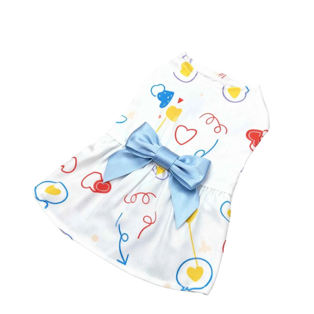 Rose Bow Pet Dress – Cute Love Balloon Print Holiday Outfit for Dogs & Cats, Lightweight Valentine’s Day Party Dress Clothing.