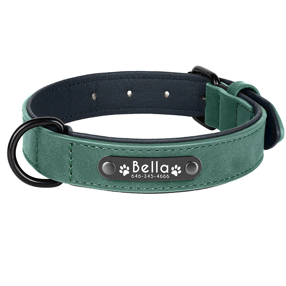 Personalized Leather Dog Collar – Custom Name ID Collar for Small, Medium & Large Dogs, Durable Collar for Pitbulls, Bulldogs & Beagles.