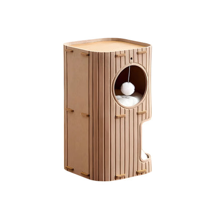 Multi-Layer Cat Tree & Sleeping Nest – Integrated Closed Cat Condo with Scratch-Resistant All-Season Climbing Frame for Indoor Cats.